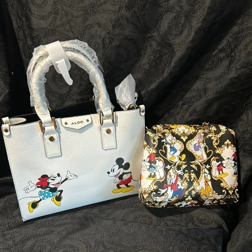 DISNEY X ALDO 100 Mickey & Minnie Handbag and Disney MULTI CHARACTER Crossbody - Picture 1 of 14